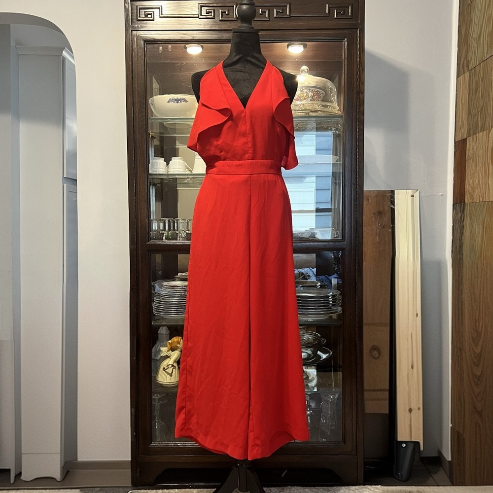 Elegant Red Sleeveless Romper